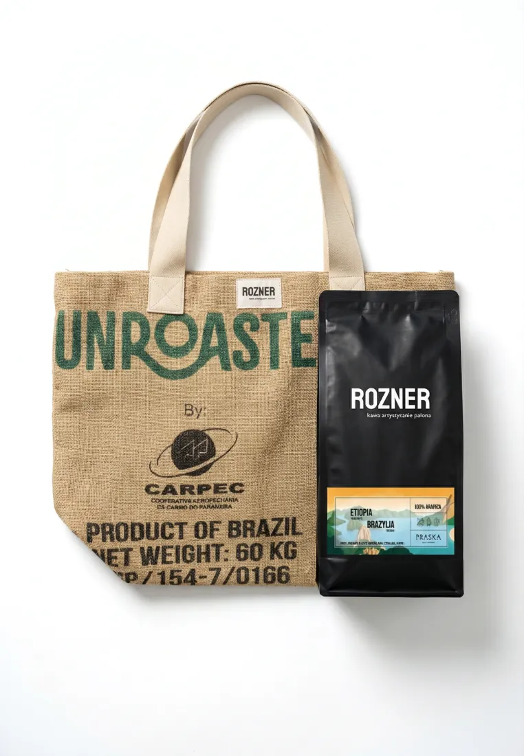 ZESTAW  kawa ROZNER 1000g + Torba z worka po kawie